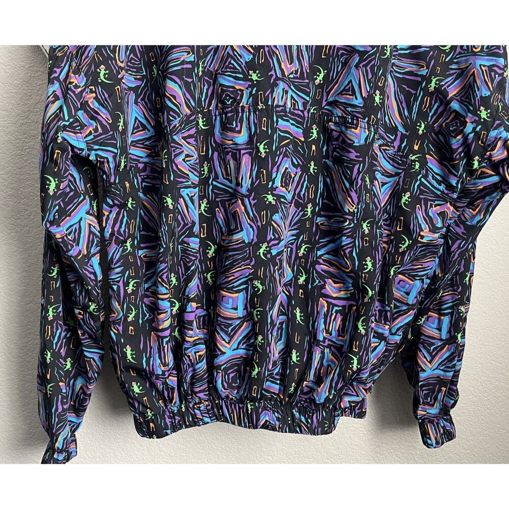 Vintage Gecko Hawaii size S Pullover Windbreaker Jacket Black/Multicolor - Picture 10 of 10